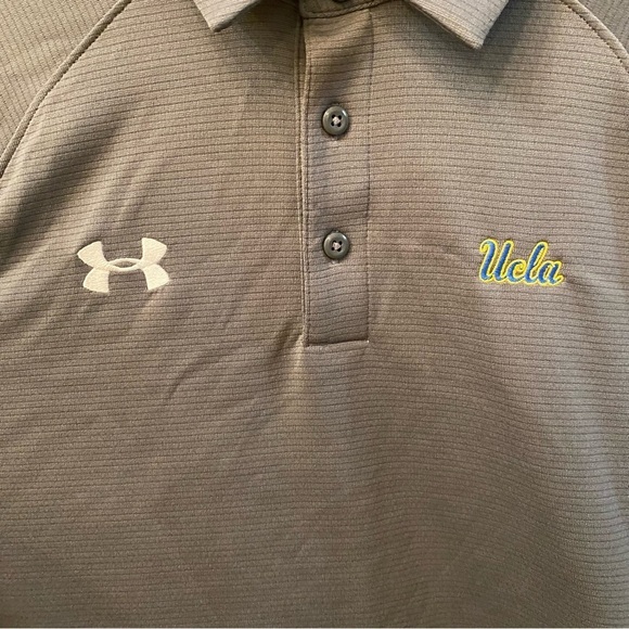 UNDER ARMOUR Men Gray UCLA Embroidery Polo Short Sleeve Top Size Medium - Picture 3 of 7